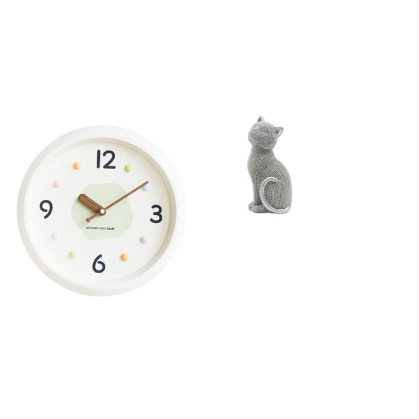 Reloj de pared,Reloj de pared decorativo,moderno y elegante.,Reloj de pared redondo silencioso y sin tictac,regalo,Figura de escritorio,Estatua de gato,linda estantería,escritorio,decoración