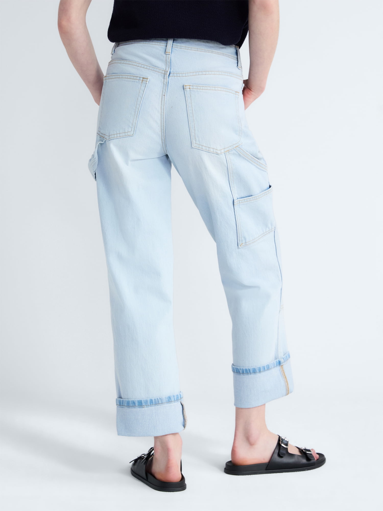 Free Assembly Women's and Women's Plus Mid Rise Relaxed Carpenter Jeans, Sizes 0-26W
