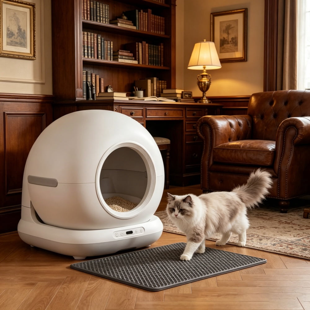 Smart Automatic Cat Litter Box, UVC Light & Gel Dual Purification Self-Cleaning Litter Box, APP Control Health Monitoring, 72L Large Capacity Safety Protection Kitty Toilet for Cats
