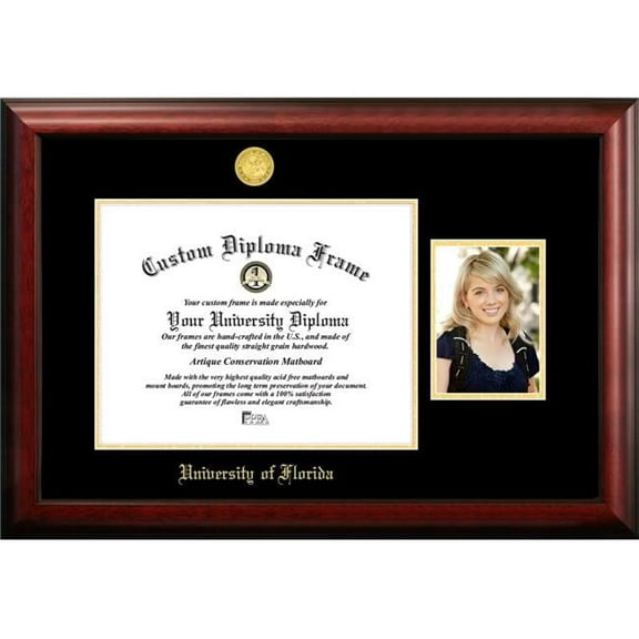 Campus Images FL994PGED-16115 16 x 11.5 in. University of Florida Gold Embossed Diploma Frame with 5 x 7 in. Portrait - Satin Mahogany