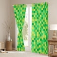 thumbnail image 3 of Homewish Cartoon Green Plaid Black Out Curtains, Vintage Game Abstract Curtains Pack of 2 (42x63 Each), Square Rectangle Bedroom Curtains, Black Out Curtains Room Decor, 3 of 6
