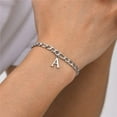thumbnail image 5 of HIJONES Letter Alphabet Bracelet for Women Men Initial Letter Flat Chain Dainty Charm Initial First Name Jewelry Silver Y, 5 of 6