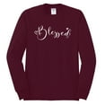 thumbnail image 2 of Wild Bobby, Blessed Inspirational Quote Heart Love, Inspirational/Christian, Men Long Sleeve Shirt, Maroon, Small, 2 of 3