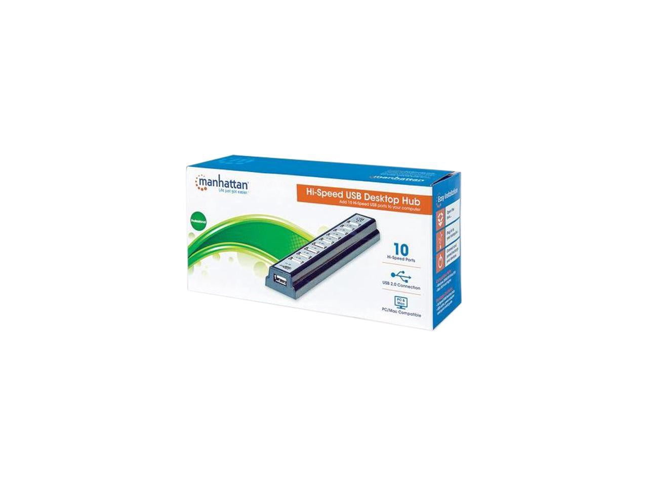 Manhattan 161572 10-Port Hi-Speed Usb 2.0 Desktop Hub