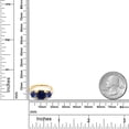 thumbnail image 4 of Gem Stone King 18K Yellow Gold Plated Silver Blue Created Sapphire 3 Stone Engagement Ring for Women (3.70 Cttw, Gemstone September Birthstone, Cushion 8MM, Size 7), 4 of 5