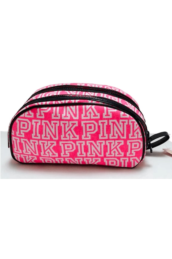 PINK Double Zip Cosmetic Bag