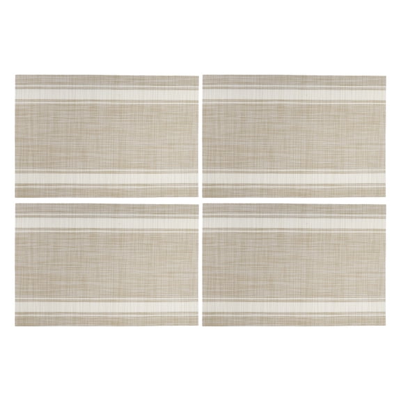 4 Pcs Double Stripe Pattern Placemats PET Place Mats for Kitchen Table Washable Table Mats White