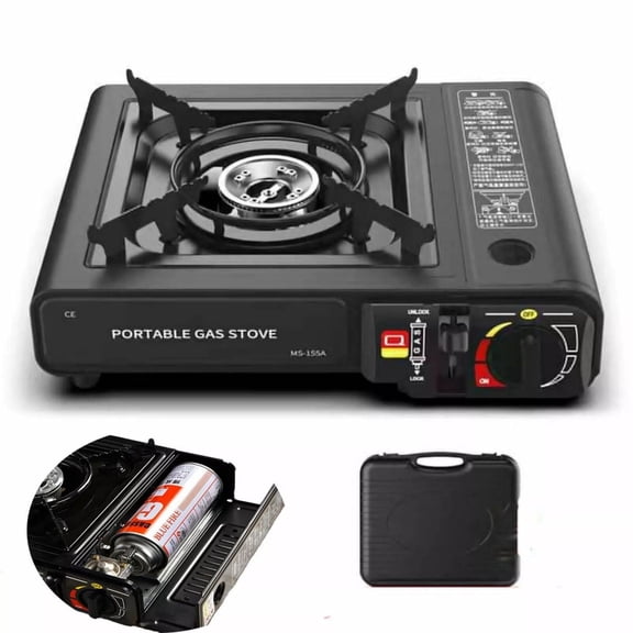 3000W Camping Stove 1-Burner Butane Stove 8000 BTU Portable Camping Stove Push-Button Stater W/ Case