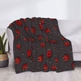 thumbnail image 3 of Yiaed Red Ladybugs On Dark Background Print Blanket Throw Blanket Soft Cozy Flannel Blanket for Home Bed Sofa Couch Chair-80"x60", 3 of 6