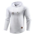 thumbnail image 2 of Yyeselk Hoodie for Men Slim Fit Long Sleeve Drawstring Hooded Casual Solid Color Warm Comfortable Winter‌ Pullover Sweatshirt Tops White L, 2 of 9