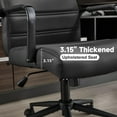 thumbnail image 3 of Office Desk Chair Leather, Conference Room Chairs with Wheels, Modern Executive Office Chairs Adjustable Height, Ergonomic Swivel Rolling Ribbed Computer Chair(Matte Black), 3 of 14