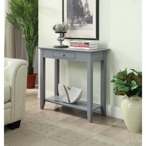 Hall Table with Drawer & Shelf - Entryway Console Table - Gray Finish - 14"D x 31.5"W x 30"H