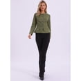 thumbnail image 4 of DARING DIVA Women's Peplum Hem Button Down Collarless Jean Jacket M Army Green, 4 of 6
