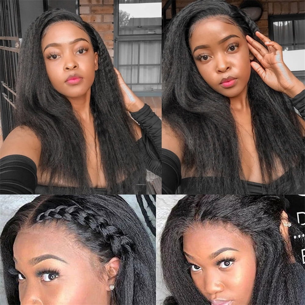 Kinky Straight Human Hair Bundles with 4×4 Lace Cosure Pre Plucked Natural Hairline