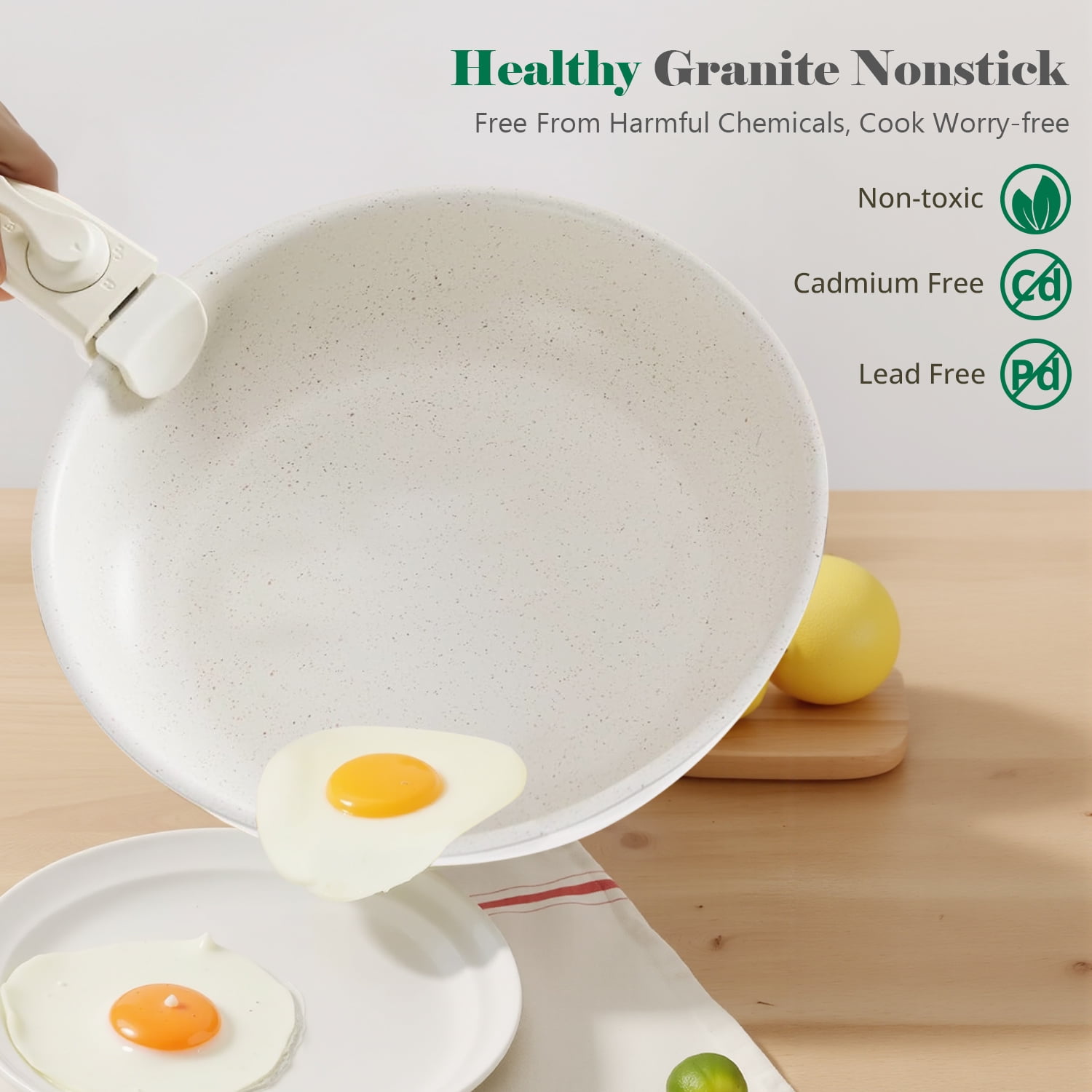Beddle Pots and Pans Set Non Stick, 12-Piece Cookware Set with Detachable Handle, Oven Safe, Induction Ready, Stackable RV Kitchen Cooking Set