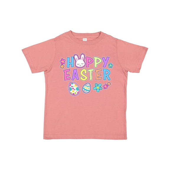 Inktastic Happy Easter with Bunny Face and Easter Eggs Girls Toddler T-Shirt