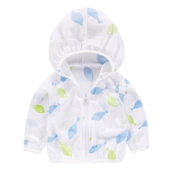 QUDDERR Toddler Kids Boys Girls Sun Protection Jacket Light Sun Shirt Baby Printed Sunsuits Summer UPF 50 Rashguard Unisex Air-Conditioning Cardigan Coats for 1 -8 Years