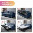 thumbnail image 5 of Mixoy 2-in-1 Pull Out Sofa Bed, Velvet Loveseat Sleeper Sofa Bed with Folding Mattress, Pull Out Couch Bed Suitable for Living Room, Full Size Sofa Sleeper for Apartment/Small Spaces (Queen, Blue), 5 of 6