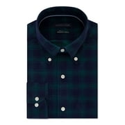 TOMMY HILFIGER Mens Green Windowpane Plaid Collared Classic Fit Dress Shirt L 16.5- 32/33