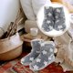 thumbnail image 4 of 1 par de botas de mujer con patrón de estrella de moda, zapatillas de botín cálidas de invierno de felpa, 4 of 5