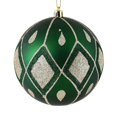 thumbnail image 1 of Vickerman N188224D 6 in. Emerald Matte Ball Ornament with Glitter Diamond Pattern  3 per Bag, 1 of 1