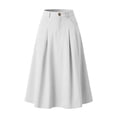 thumbnail image 6 of WQNVRNR Womens Max Skirt- Casual Elastic Waist Pleated Zip Button Summer A-Line Long Skirts White Size L, 6 of 7