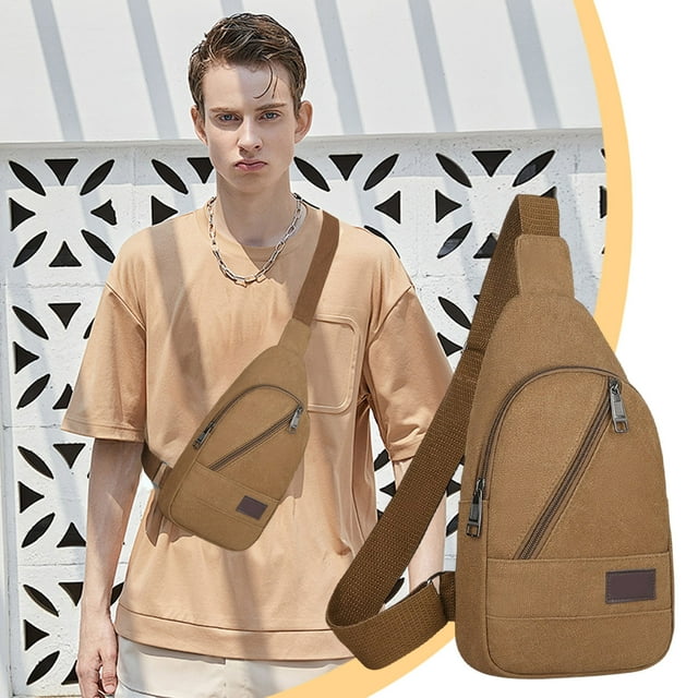 Sac de Poitrine en Toile d'Extérieur Épaissi à Fermeture Éclair Sac de Poitrine pour Homme Sac à Dos de Randonnée Sac Bandoulière Polyvalent Sac Messager Sac de Poitrine pour Homme