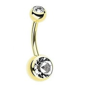 Belly Button Ring Navel Gold Plated Solitaire Body Jewelry 14g (goldtone)
