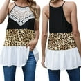 thumbnail image 7 of Women's Leopard Stitched Vest With Lace Off Shoulder Suspender, Summer Sleeveless Color Matching Sexy Tops for Beach Vacation, 7 of 7