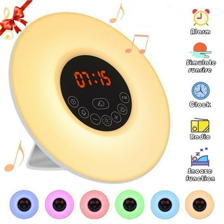 Alarm Clock Radio Illuminated Bedside Lamp Led Touch Control Simulation Of Sunrise And Sunset Light Levels Snooze 6 Natural Sounds 7 Colors Night For Canada Alarm Clock Radio Illuminated Bedside, Bedside Alarm Clocks Illuminated
