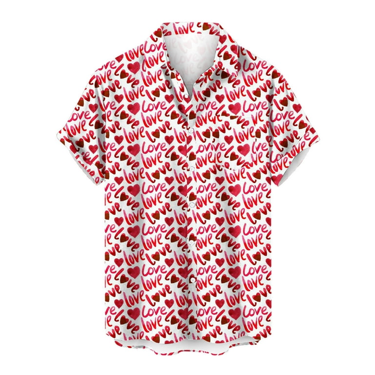 YYDGH Valentine's Day Hawaiian Shirts for Men Short Sleeve Aloha