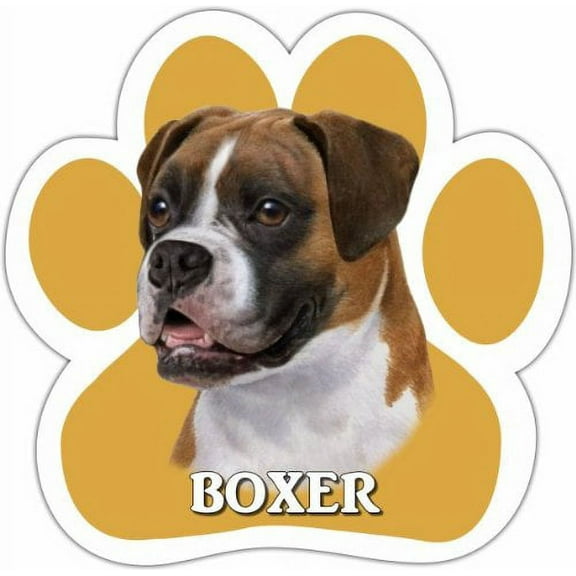 Boxer Car Magnet With Unique Paw Shaped Design Measures 5.2 by 5.2 Inches Covered In UV Gloss For Weather Protection