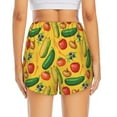 thumbnail image 4 of Vsdgher Colorful Vegetables Print Women's Running Double Layer Shorts High Waisted with Pockets Elastic Yoga Workout Athletic Gym Sports, 4 of 8