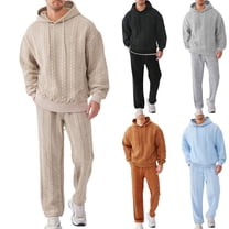 VBTAPA Men's 2 Piece Outfits Knit Jacquard Hoodies Sweatshirt Tracksuit and Joggers Sweatpants Sweatsuit Sets with Pockets Black M