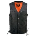 thumbnail image 4 of Milwaukee Leather MLM3517 Men's Black Premium Leather Classic V-Neck Side Lace Motorcycle Rider Vest 3X-Large, 4 of 7