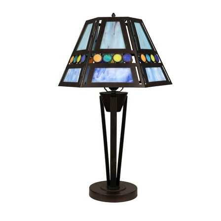 CHLOE Lighting Retro-Style Stained Glass 1-Light Table Lamp 14" Shade