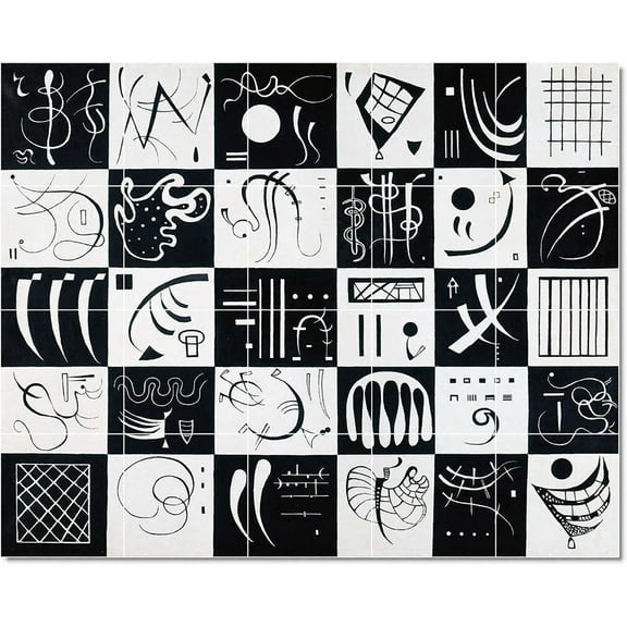 Ceramic Tile Mural-Wassily Kandinsky Abstract Tile Mural Commercial Renovate Ideas. 21.25" w x 17" h using (20) 4.25 x 4.25 ceramic tiles