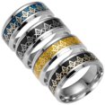 thumbnail image 2 of 8MM Men's Stainless Steel Freemason Masonic Rings Anniversary Wedding Band Gold Gold 10, 2 of 4