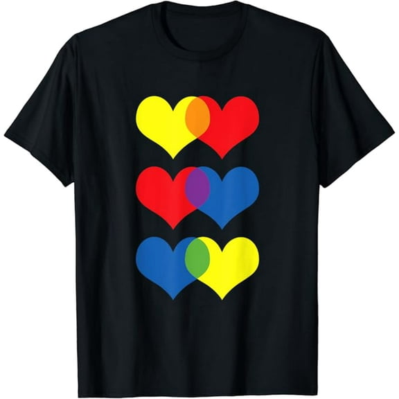 Valentine Hearts Primary Color Theory Art Teacher Artist T-Shirt