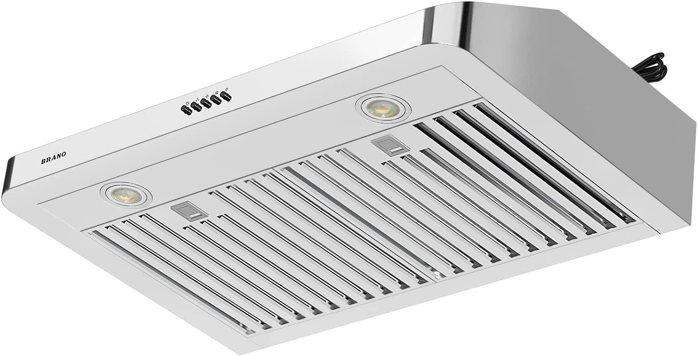 Under Range Hood 30 Inch Ducted,ENKERN 900 CFM Kitchen Vent Hood, Brushed Stainless
