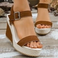 thumbnail image 6 of BRICH Women's Espadrille Wedge Sandals Adjustable Ankle Strap Open Toe Platform Sandals High Heel Non- Summer Casual Dressy Walking Shoes Brown 6.5, 6 of 7