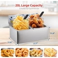 thumbnail image 2 of Electric Deep Fryer, 10 L x 2 Deep Fryer with Basket, Adjustable Temperature Control, Perfect for Fried Buffalo Wings, Shrimp, Nuggets, Chips & More, Stainless Steel, Silver, 2 of 6