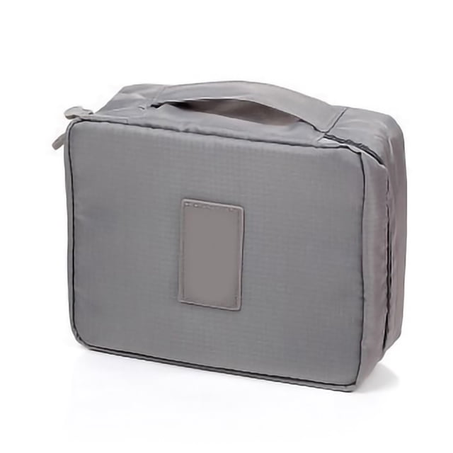 Bolsa de maquillaje y cosméticos, tela Oxford, cierre de cremallera, neceser de viaje, color gris.