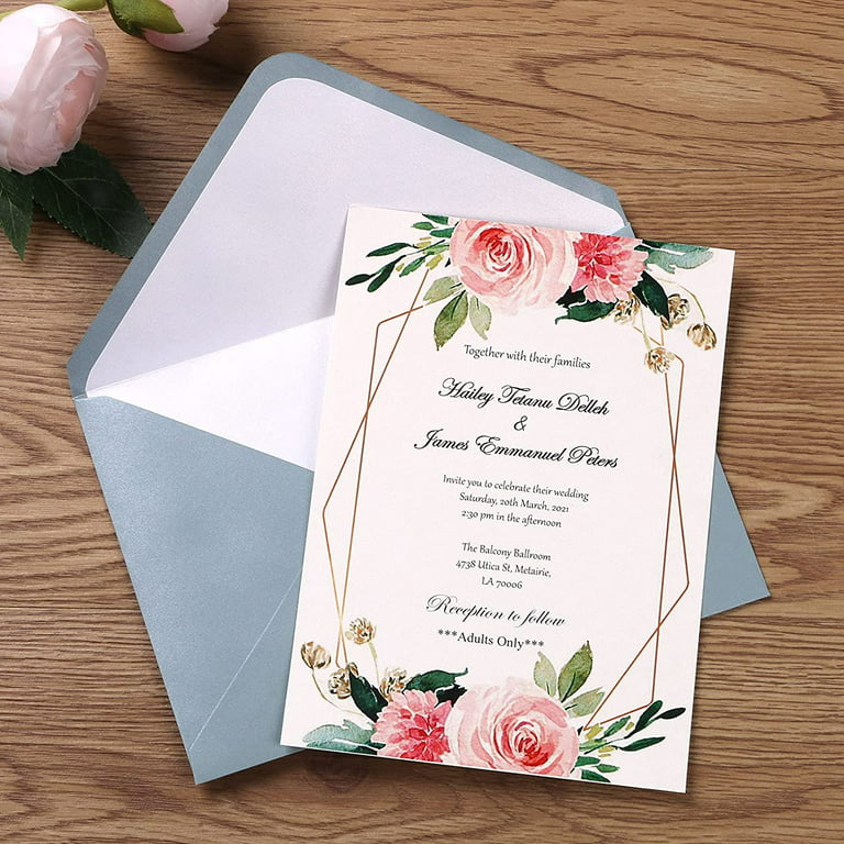 50 Pack, Size A7, Thick Luxury Invitation 5 x 7 Envelopes - For 5x7 Cards|  Self Seal| Perfect for Weddings, Invitations, Photos, Graduation, Baby