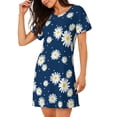 thumbnail image 2 of KLL Chemise de Nuit à Manches Courtes Imprimé Fleurs pour Femmes Confortable Col Rond Mignonne à Volants, 2 of 6