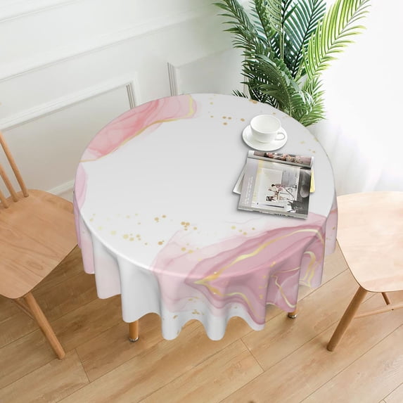 ZICANCN Round Table Cloths 60 Inch, Liquid Golden Splash Background Table Cover Waterproof Washable Outdoor Picnic Tablecloth