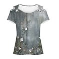 thumbnail image 4 of HaoXianJian Womens Trendy Cold Shoulder Short Sleeve T Shirts Floral Print Crisscross Casual Loose Tunic Top Blouse Shirts 2025 Summer Off Shoulder Top, 4 of 4