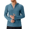 thumbnail image 2 of Stamzod Mens Upf 50+ Sun Protection Hoodie Lightweight Long Sleeve Full Zip Jacket with Thumb Hole Outdoor Fishing Hiking Blue-1 L, 2 of 8