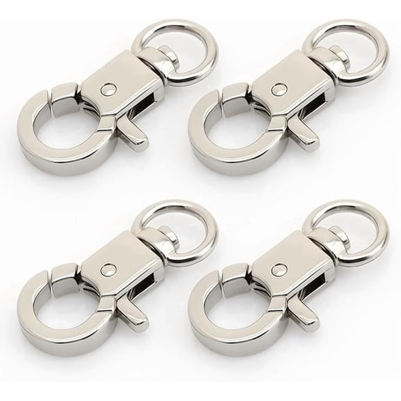 CRAFTME STUDIO 4pcs Silver Swivel Lobster Claw Clasp Snap Hook – Circle Shape Trigger Clip for Keychain, Bag, DIY Craft (VT366)