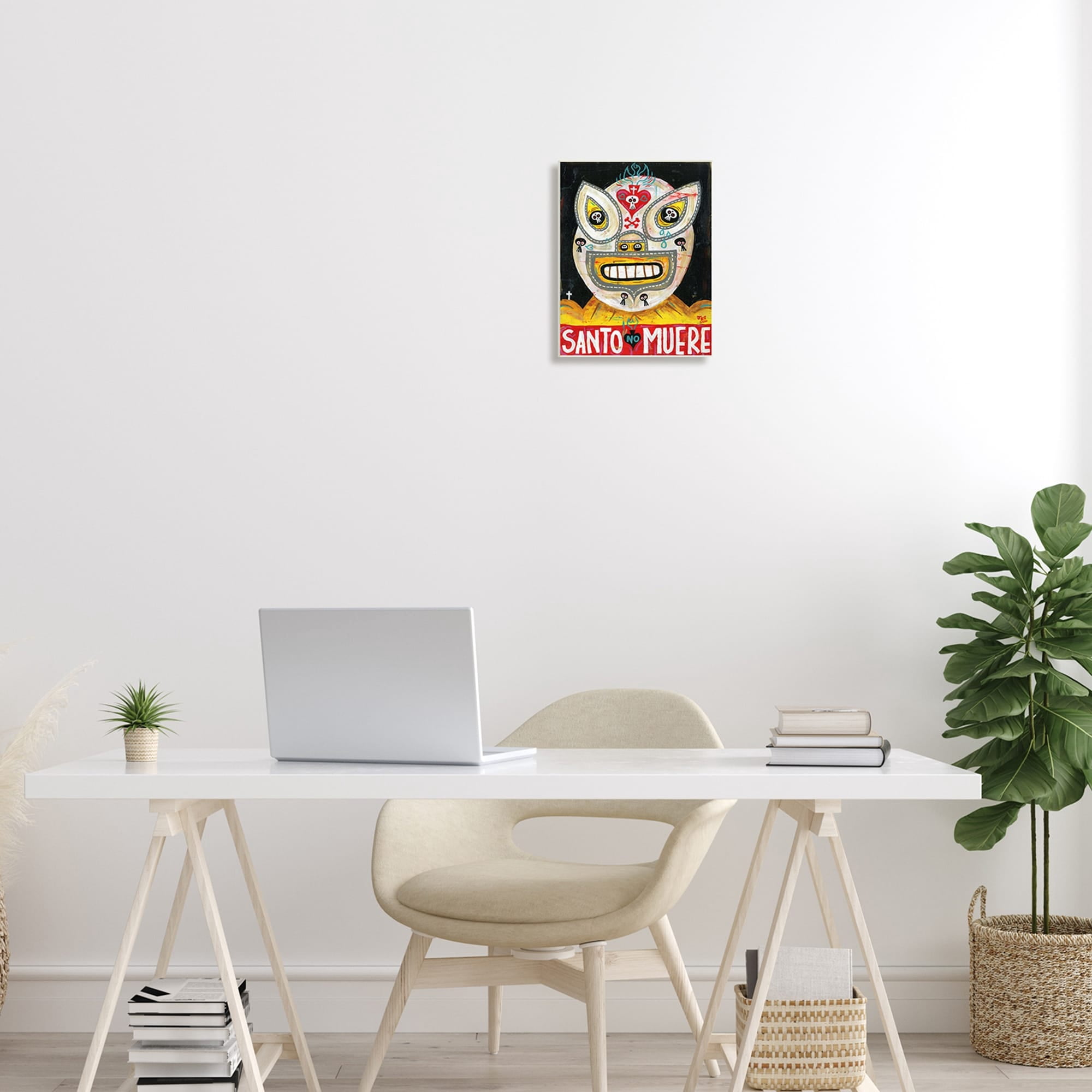 Stupell Industries Santo No Muere Mexican Wrestler Mask Skull Motif Wood Wall Art, 13 x 19, Design by Jorge R. Gutierrez